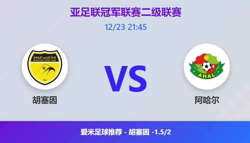 亚冠二级联赛前瞻：胡塞因 vs 阿哈尔，约旦劲旅有望主场大捷